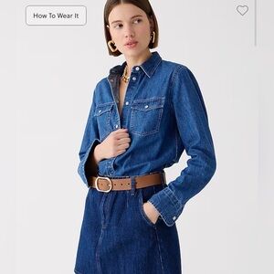 J. Crew Slim Western Chambray Shirt Pearl Snap  Size 2P. vintage indigo